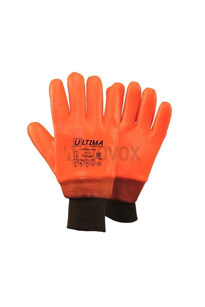 Перчатки рабочие зимние Ultima ULT620WW "Frost" с ПВХ покрытием, манжета трикотажная цвет оранжевый