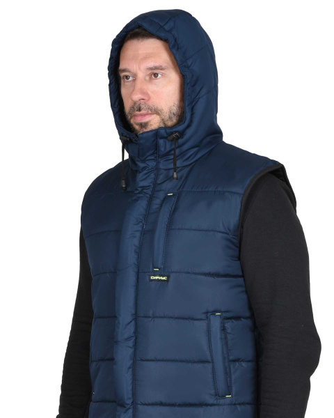 Жилет утепленный с капюшоном ЗОДИАК синий на подкладке