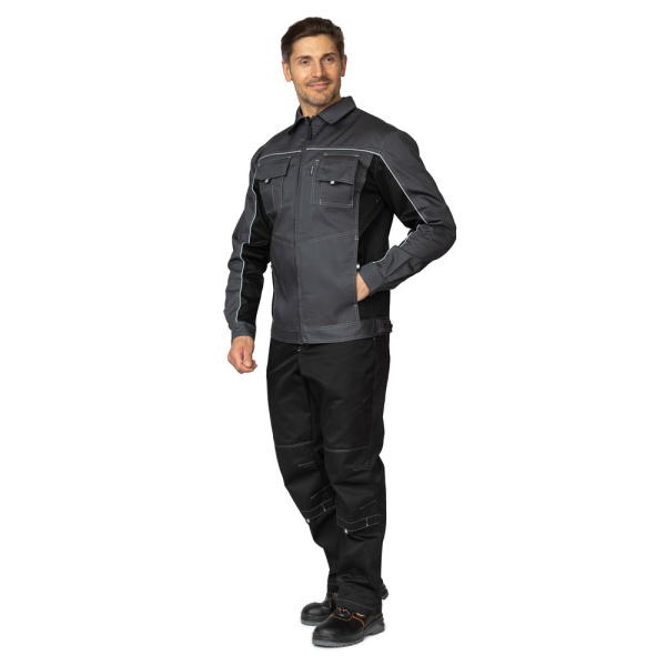 Куртка мужская летняя "Люкс" серый/чёрный/чёрный с СВ кантом