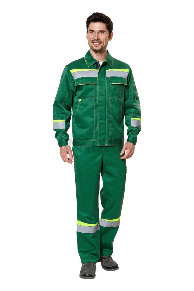 Костюм "Комфорт 2", куртка, п/к, зеленый/неоновый