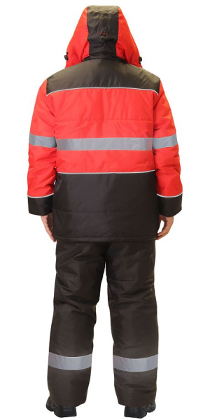 Костюм зимний "НОРД ДВ", куртка, п/к, черный/красный, СОП