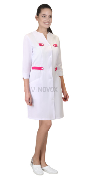 Халат СИРИУС-БРАЙТЛИ женский белый с фуксией