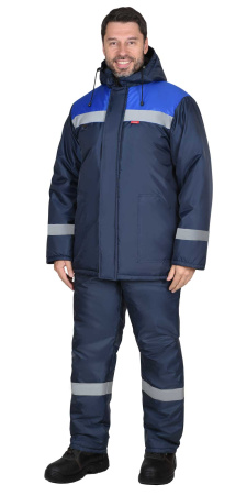 Костюм зимний "Рост-Норд"-2 куртка, п/к, т.синий с васильковым и 2 СОП 50 мм