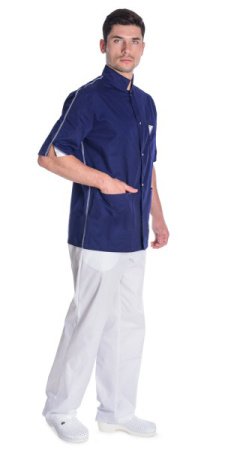 Блуза "Элит" медицинская мужская, синий + белый