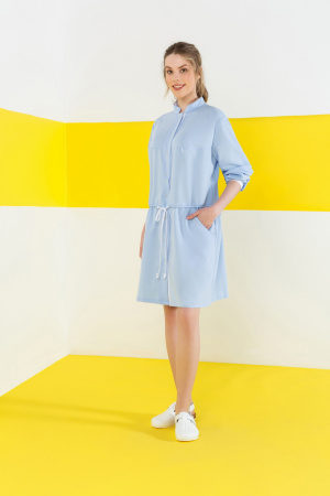 Халат ГВЕНН ЛЮКС ЛИНДРЕД длинный рукав, кнопки женский светло-голубой