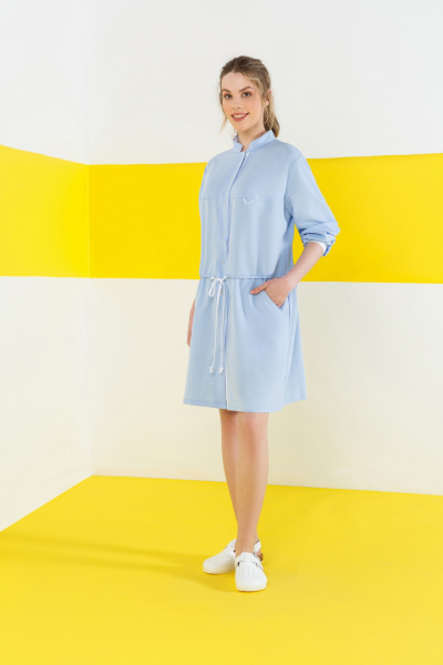 Халат ГВЕНН ЛЮКС ЛИНДРЕД длинный рукав, кнопки женский светло-голубой