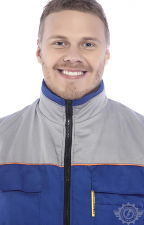 Жилет "Профессионал" зимний василек-светло-серый