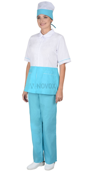 Костюм "СТЕФАНИ" женский белый со светло-бирюзовым