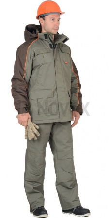 Костюм зимний "СИРИУС-Кобальт" куртка, брюки, хаки/т.коричневый, тк. смесовая