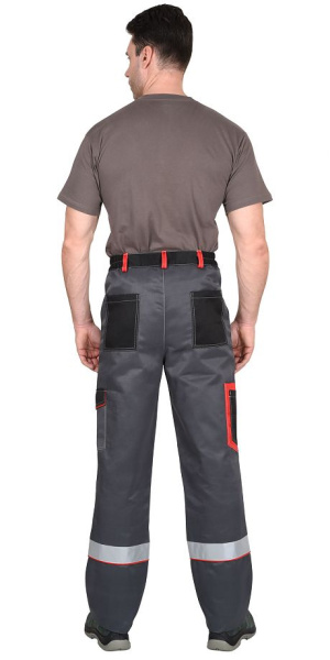 Костюм "ПОЛИНОМ" куртка длин., брюки, т.серый со св.серым, черным, красным, СОП 50 мм