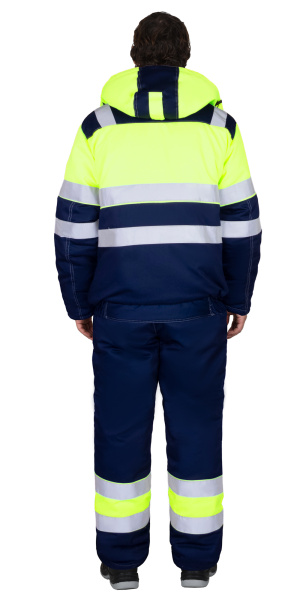 Костюм зимний "НАВИГАТОР-2" куртка кор., п/комб. синий с лимон. и 2 СОП 50 мм
