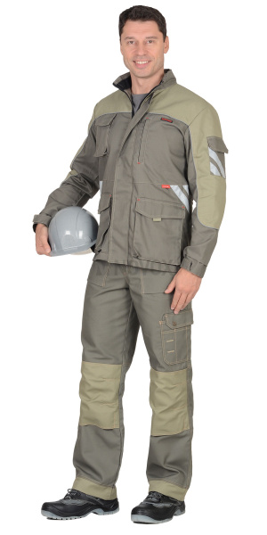 Куртка длинная "ВЕСТ-ВОРК" т.оливковый со св.оливковым пл. 275 г/кв.м (ЧЗ)