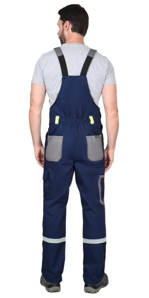 Полукомбинезон "СТАН" синий со средне-серым и лимонной отделкой