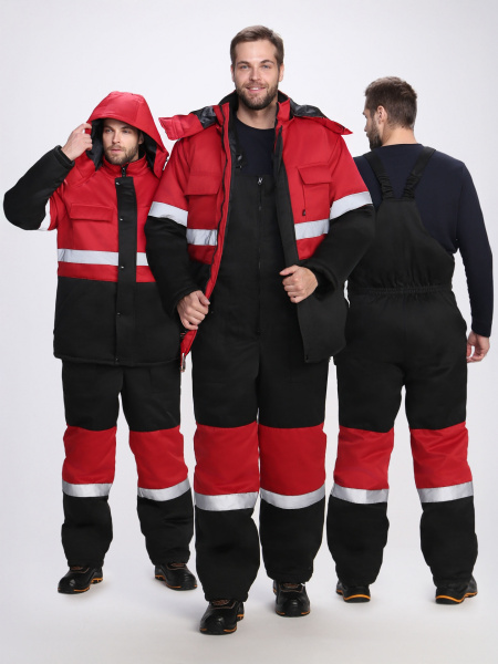 Костюм зимний "Нордхард-2" СОП (тк.Смесовая,250) п/к, черный/красный