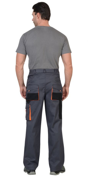 Брюки "МАНХЕТТЕН" т.серый с оранж. и черным тк. стрейч пл. 250 г/кв.м