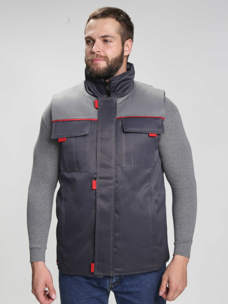 Жилет утепленный "Флофт" (тк.Смесовая,210), т.серый/серый