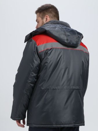 Куртка зимняя Бригада NEW (тк.Оксфорд), т.серый/красный