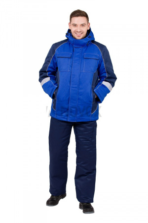 Куртка рабочая мужская зимняя "Страйк" цвет василек/темно-синий