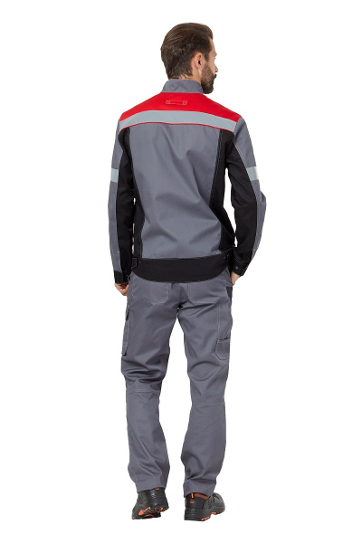 Костюм летний "Памир", куртка, брюки, цвет серый/черный/красный