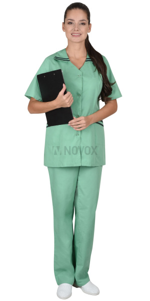 Костюм "ЖЕНЕВА" женский светлая мята с тёмно-зелёным (СТ)