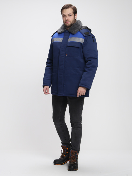 Куртка зимняя Бригада NEW (тк.Смесовая,210), т.синий/васильковый