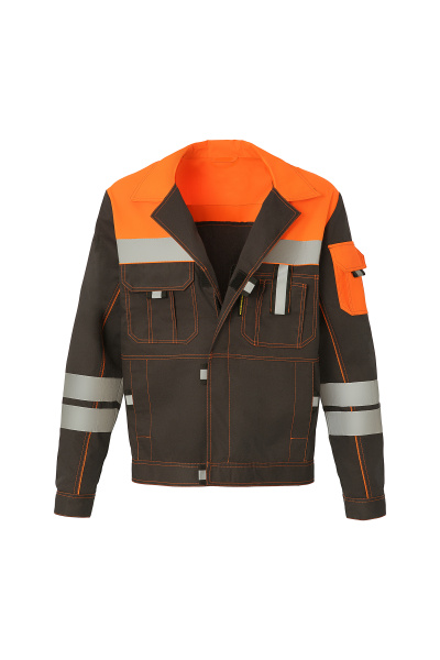 Костюм "Профессионал-2", куртка, п/к, с СВП (СОП) графит/оранжевый