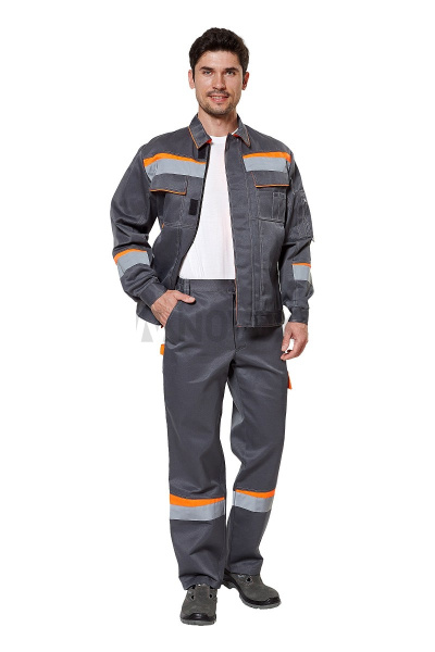 Костюм "Комфорт 1", куртка, брюки, цвет оранжевый/серый