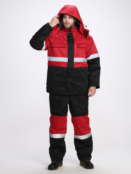 Костюм зимний "Нордхард-2" СОП (тк.Смесовая,250) п/к, черный/красный