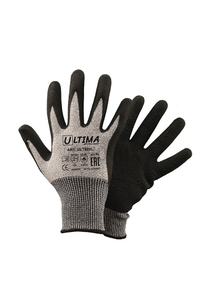 Перчатки рабочие против порезов Ultima ULT920L из высокополимеризированного волокна с латексным покр