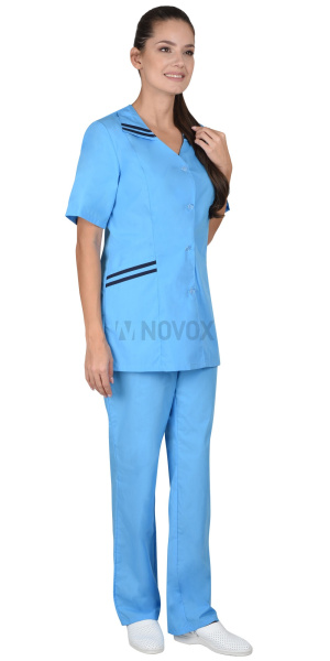 Костюм "ЖЕНЕВА" женский светло-голубой с тёмно-синим (СТ)