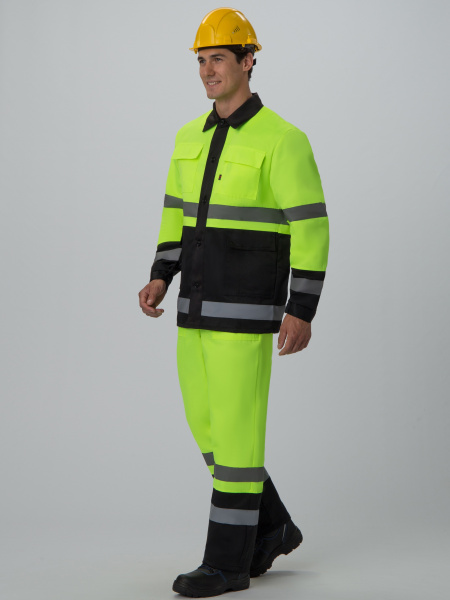 Костюм для дорожника (тк.Смесовая,210) п/к, лимонный/черный