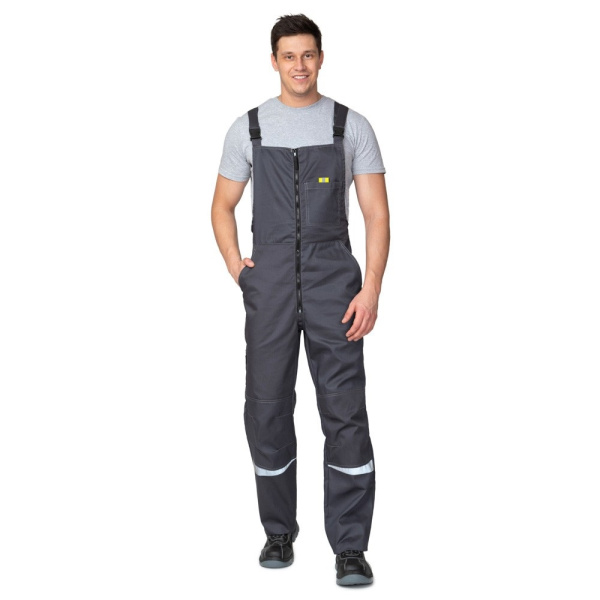 Костюм мужской летний "Профессионал 2 СОП" тёмно-серый/чёрный (куртка и полукомбинезон)