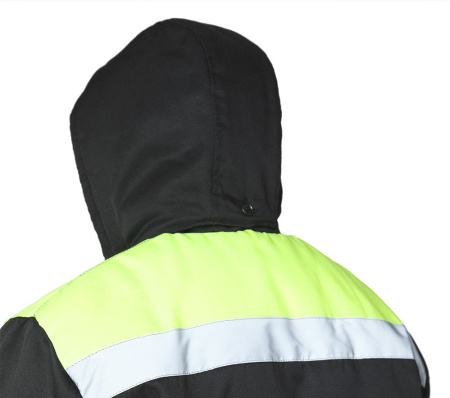 Костюм мужской утеплённый "Коммунальщик" чёрный/лимонный, куртка + п/к