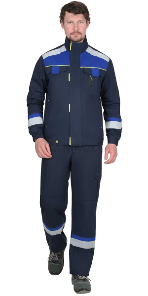 Костюм "БОСТОН-РОСС" куртка, п/к, т.синий/васильковый с лимонной отделкой, СОП