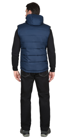 Жилет утепленный с капюшоном ЗОДИАК синий на подкладке