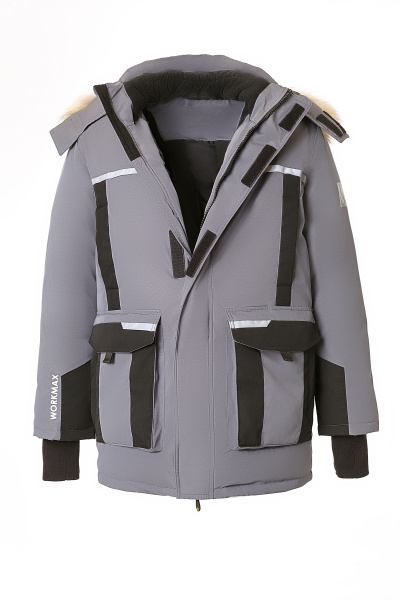 Куртка Воркмакс (WORKMAX) утепленная пух/перо т.серая/черная