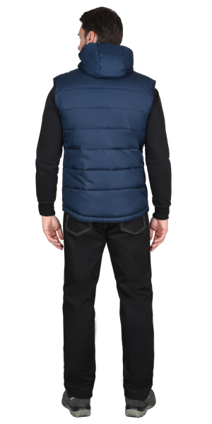 Жилет утепленный с капюшоном ЗОДИАК синий на подкладке