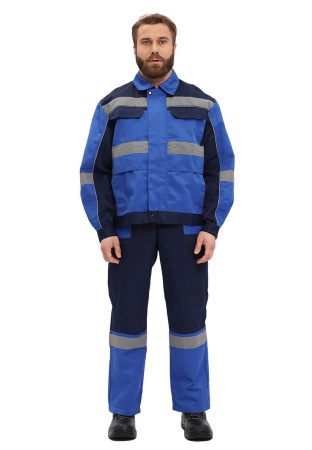 Костюм "РЕСПЕКТ" куртка, п/к, цвет: ВАСИЛЕК/Т.СИНИЙ