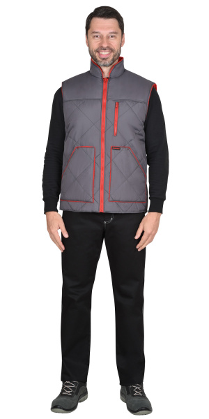 Жилет ЕВРОПА удлиненный (на подкладке флис) т.серый (оттенок Баклажан)