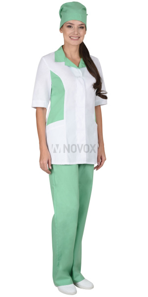 Костюм "ФЛОРЕНЦИЯ" женский белый с салатовым