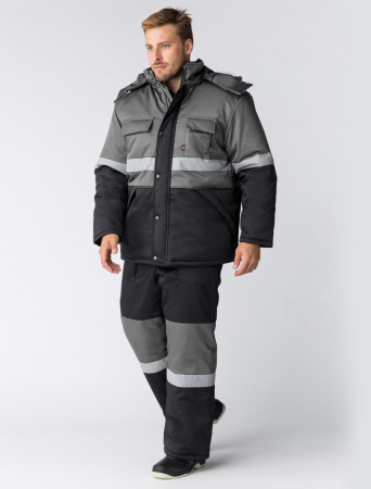 Костюм зимний "Нордхард-2" СОП (тк.Смесовая,250) п/к, черный/серый
