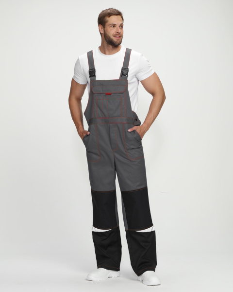 Костюм Строй-2 CH МВО (тк.Смесовая,280) п/к, т.серый/красный/черный