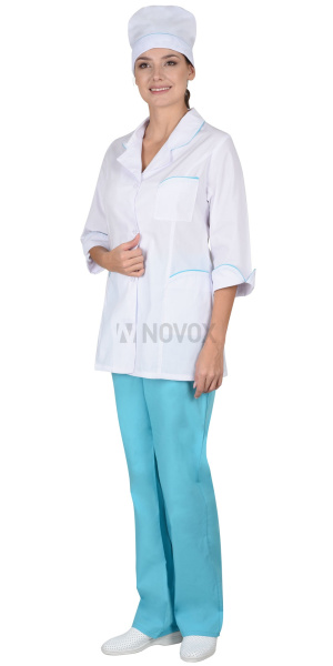 Костюм "ЖАСМИН" женский белый со светло-бирюзовым