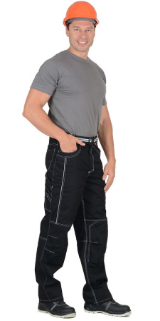 Брюки мужские летние "ПРЕСТИЖ" черные, кант СВМ