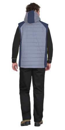 Жилет УРБАН утепленный с капюшоном голубой с темно-синим