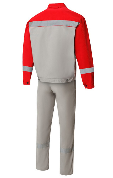Костюм Мастер-Люкс с СВП св.серый/красный, куртка, п/к