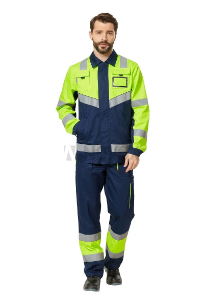 Костюм рабочий мужской летний "Илион Сигнал" цвет желтый/темно-синий