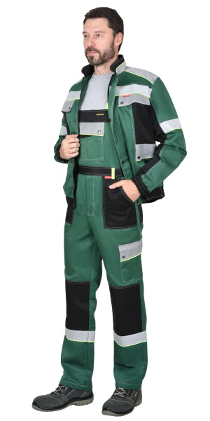 Костюм "Полином":муж., кур. кор., п/к. зеленый с черным и св.серым и СОП 50мм.