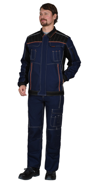 Куртка ПРЕСТИЖ кор,. т.синяя с черным и оранжевой отделкой