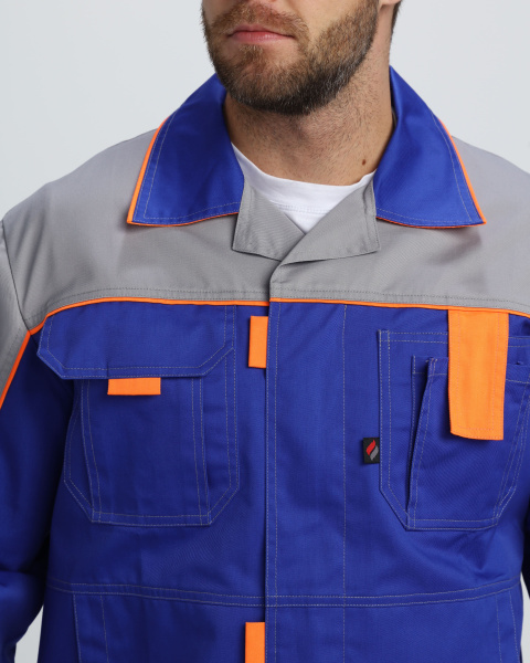 Костюм Союз-Профессионал-2 CH (тк.Смесовая,240) п/к, васильковый/св.серый/оранжевый